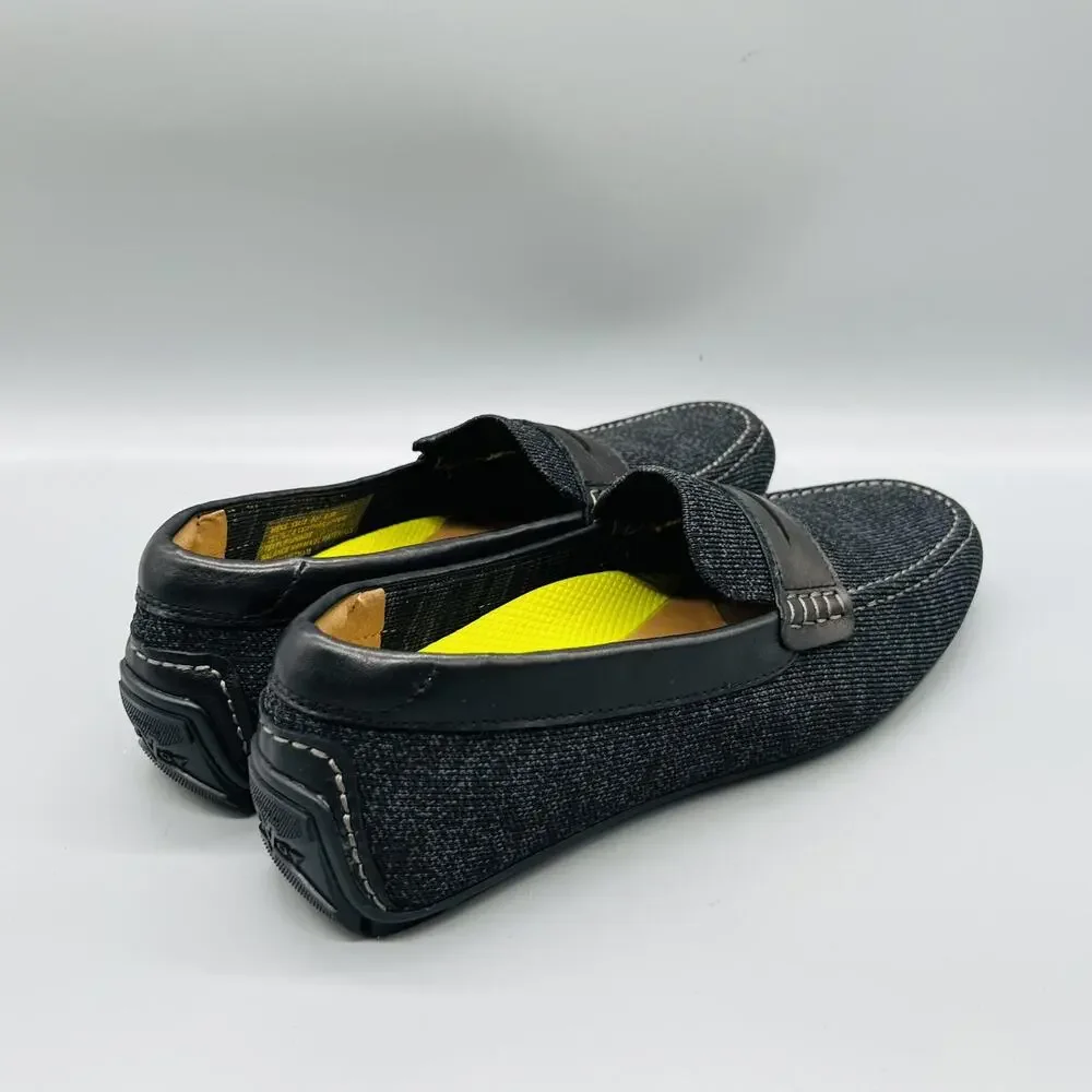 Florsheim Shoes Mens 9.5 Black Knit Leather Driver Penny Loafers Casual Comfort